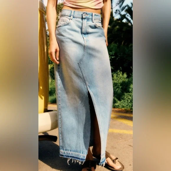 Like New Zara Denim Maxi Skirt - Picture 1 of 3
